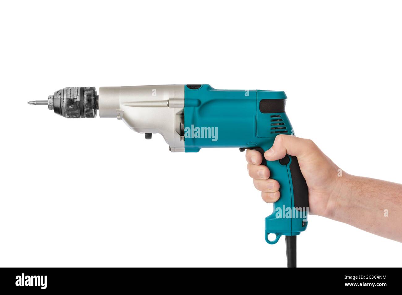 Electric drill in hand Stock Photo