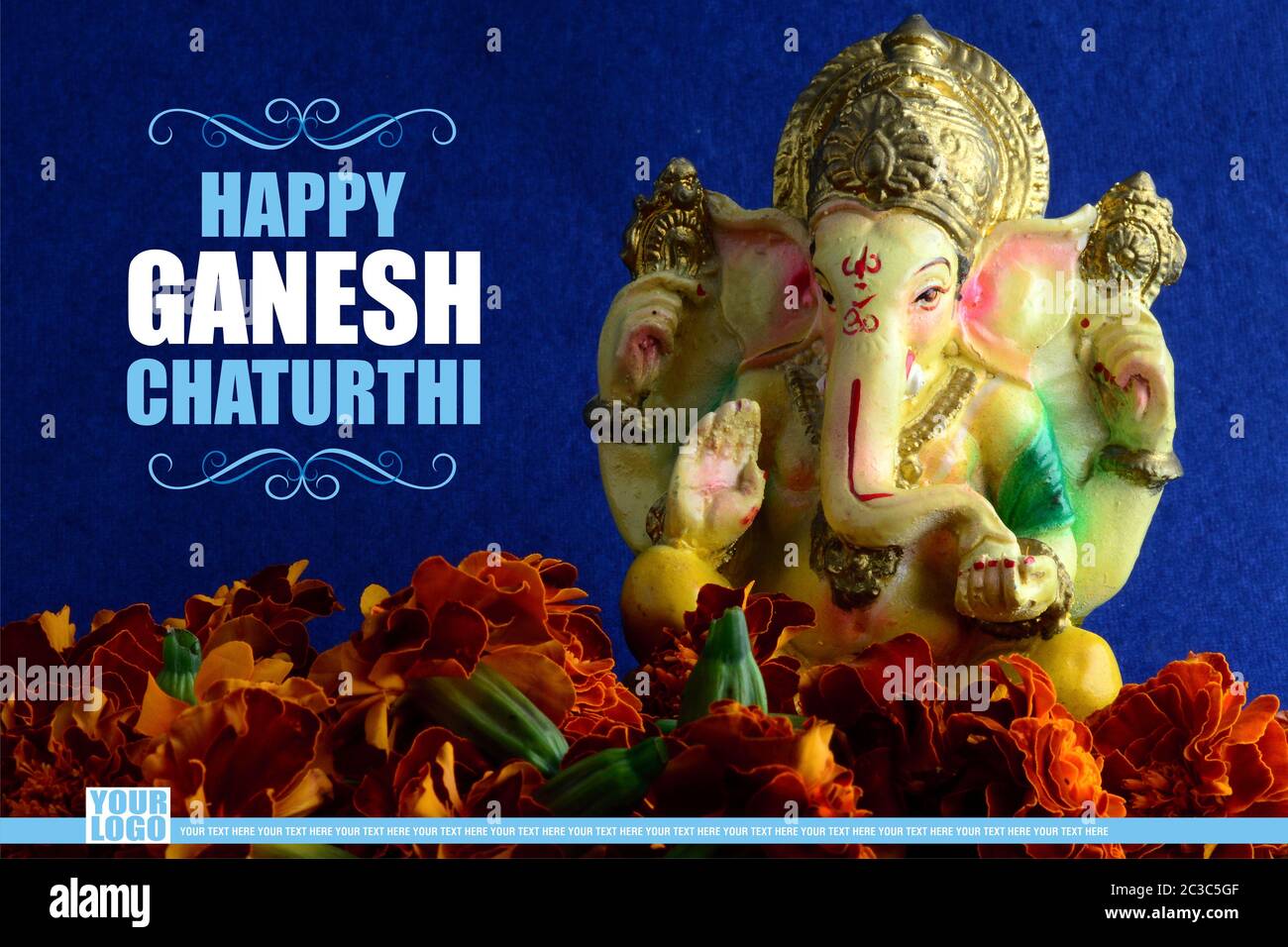 Happy Ganesh Chaturthi Greeting Card design with lord ganesha idol ...