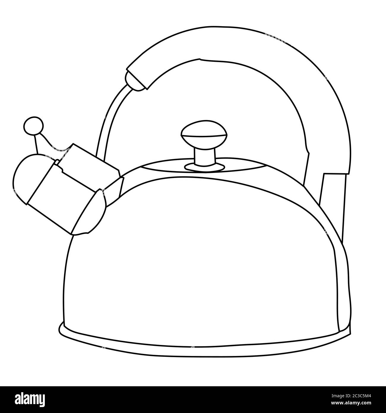white background, sketch kettle with handle for stove Stock Vector