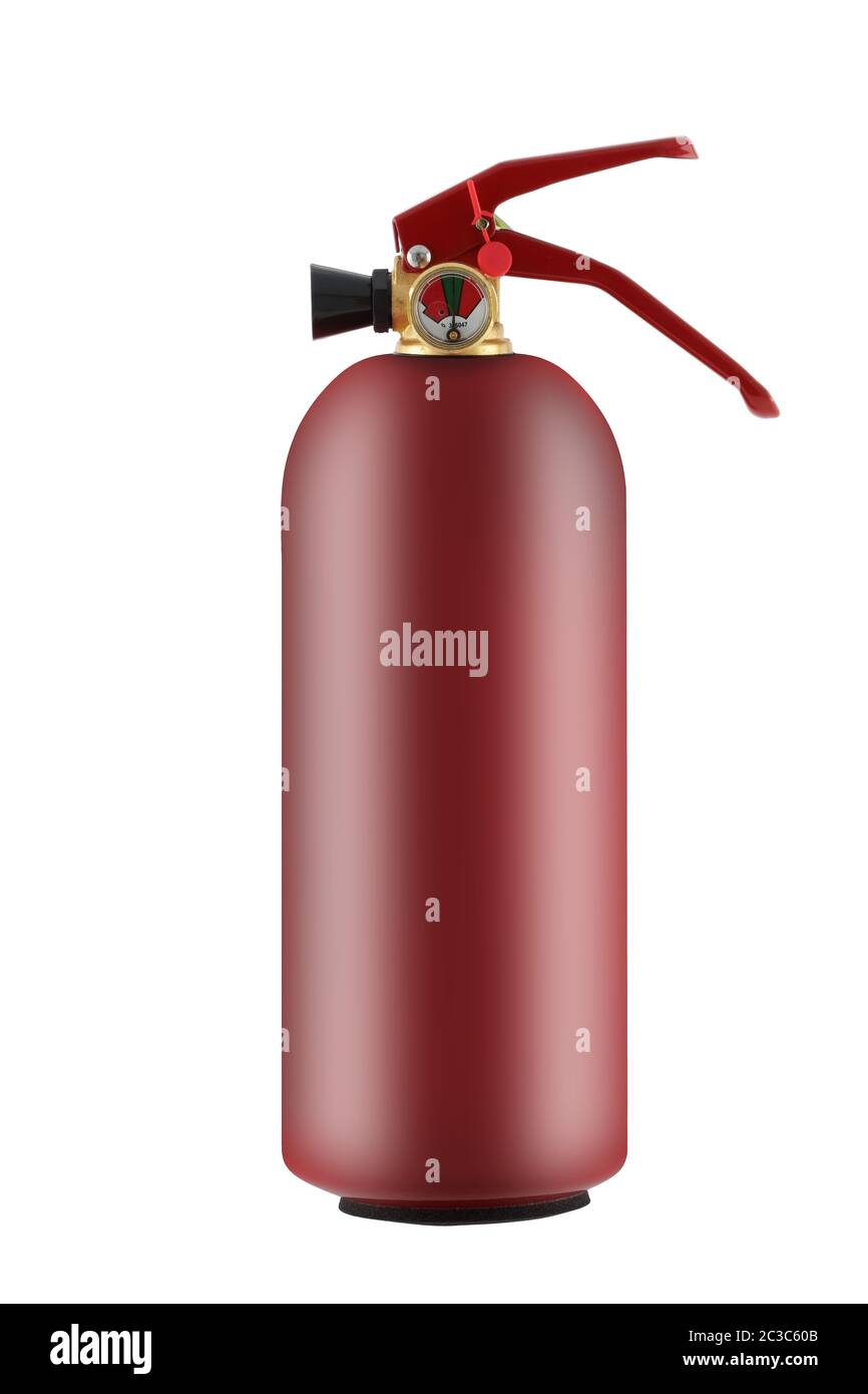A fire extinguisher 1kg showing pressure gauge isolated on white with clipping path Stock Photo