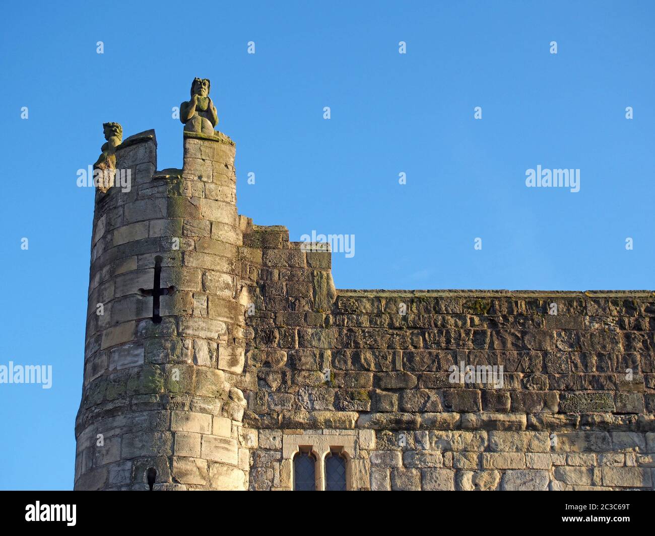 a close up of a corner turret on Monks Bar the 14 century gatehouse and north north eastern entrance to the city of york Stock Photo