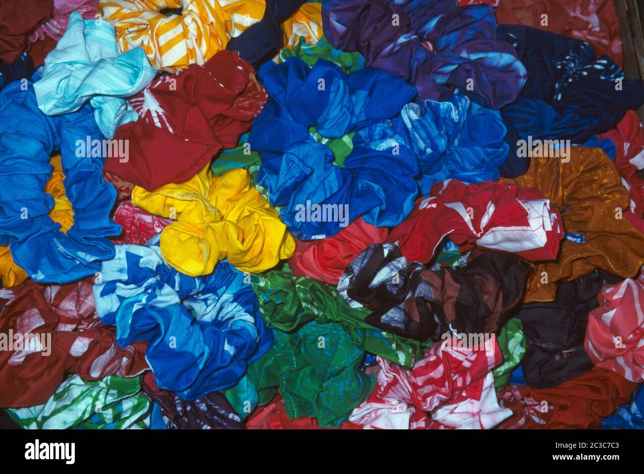 St Kitts A Collection of Colourful Scrunchy Hairbands Stock Photo