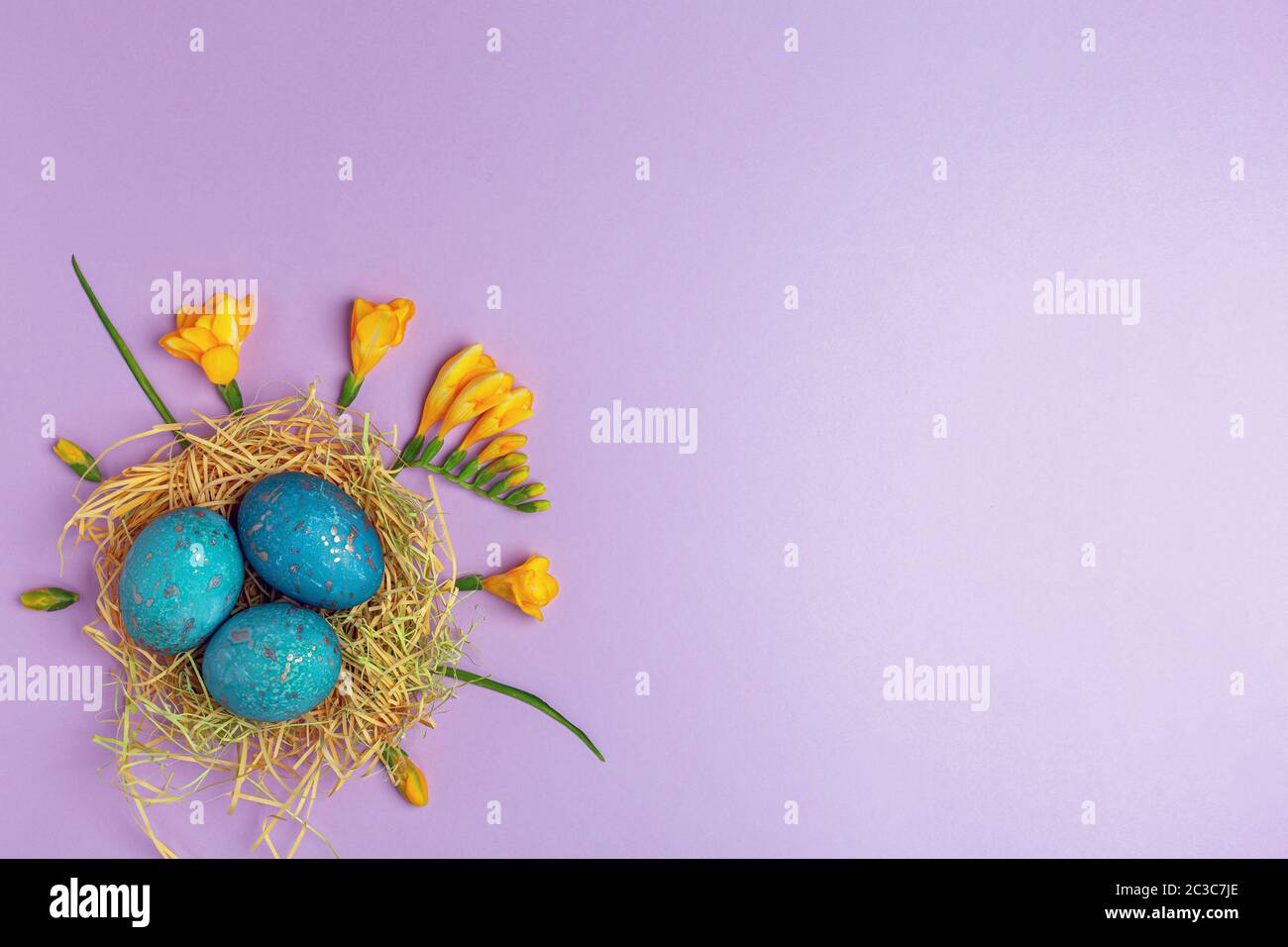 Easter eggs painted with natural dye. Stock Photo