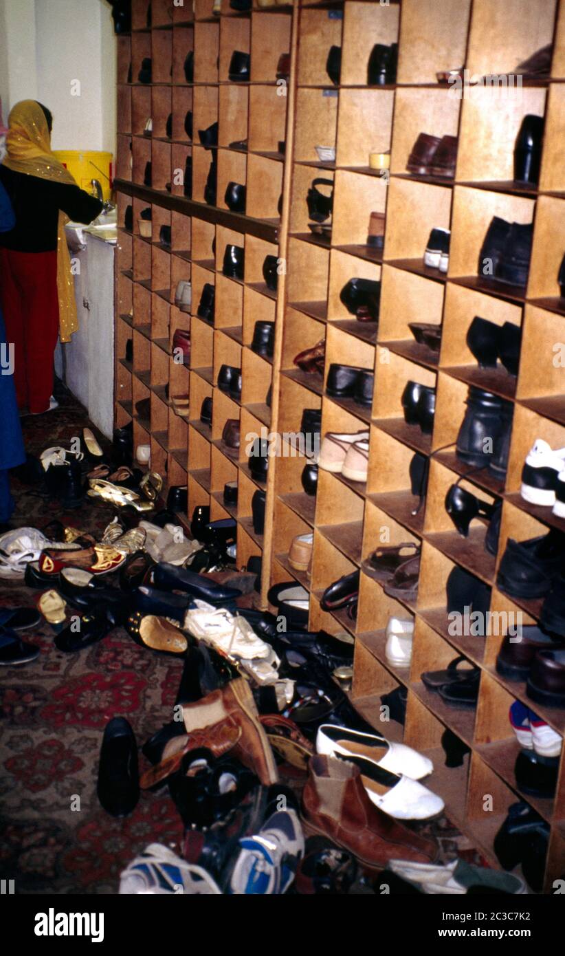 London England Shoe Rack at Southall Gurdwara Stock Photo Alamy