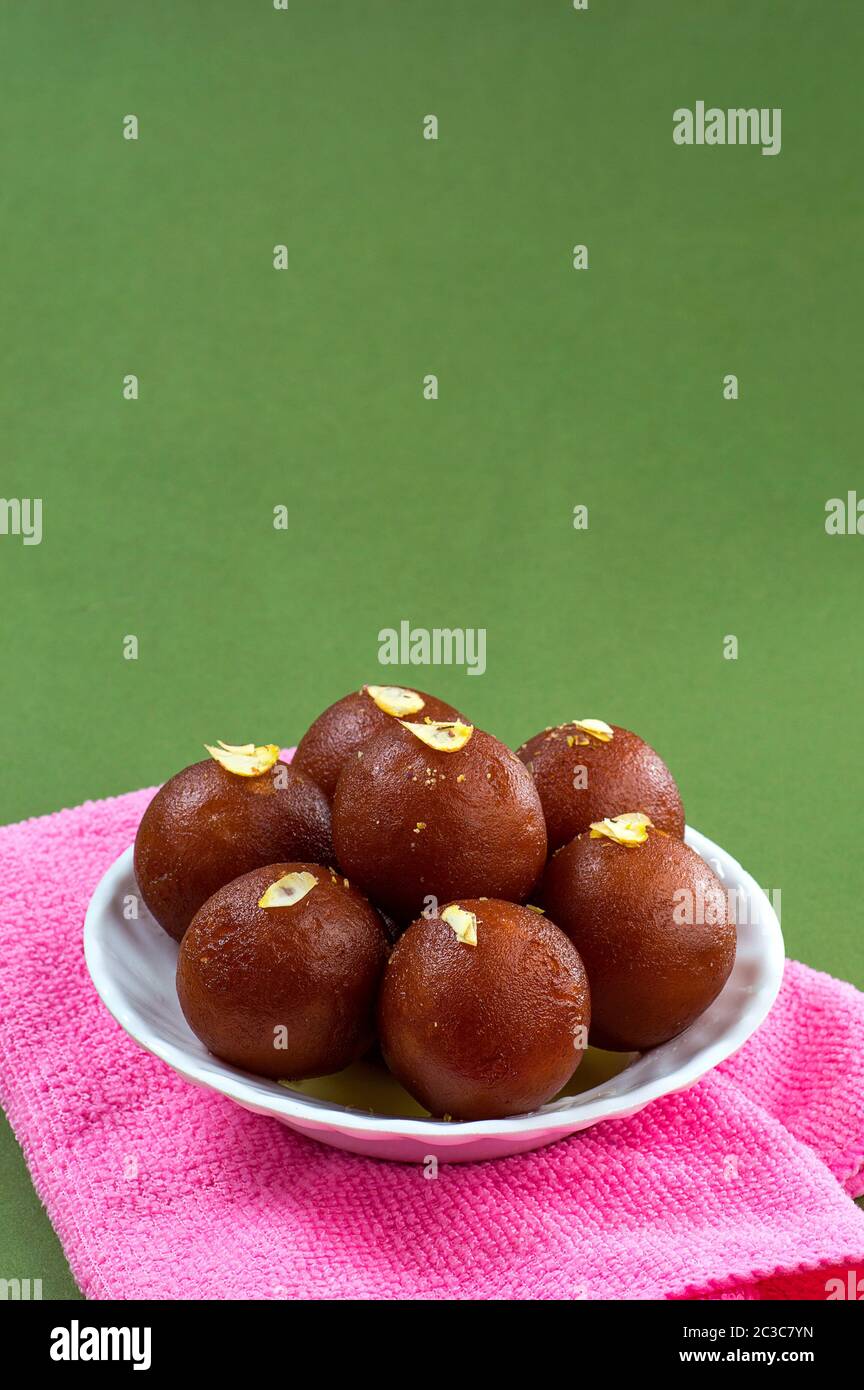 Gulab Jamun, Indian Dessert or sweet with dry fruits Stock Photo - Alamy