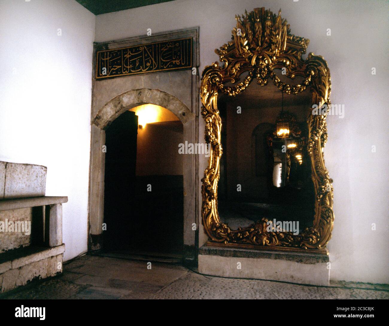 Topkapi Istanbul Turkey Harem Room with Ornate Mirror and Archway Stock Photo