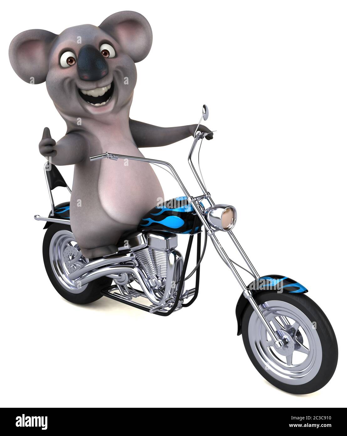 Fun cartoon Koala on a motorbicycle Stock Photo - Alamy