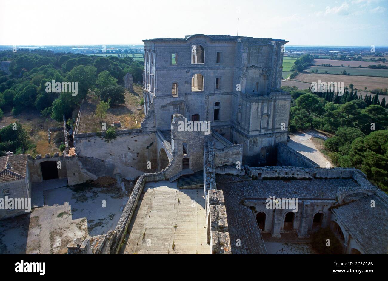 Provence France Abbaye de Montmajour Overview Of The Cloisters And Ruins Of The Maurist Monastery Stock Photo