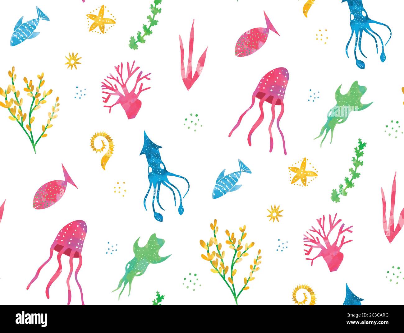 Sea creatures seamless pattern, ocean animals pattern, under the sea pattern Stock Vector