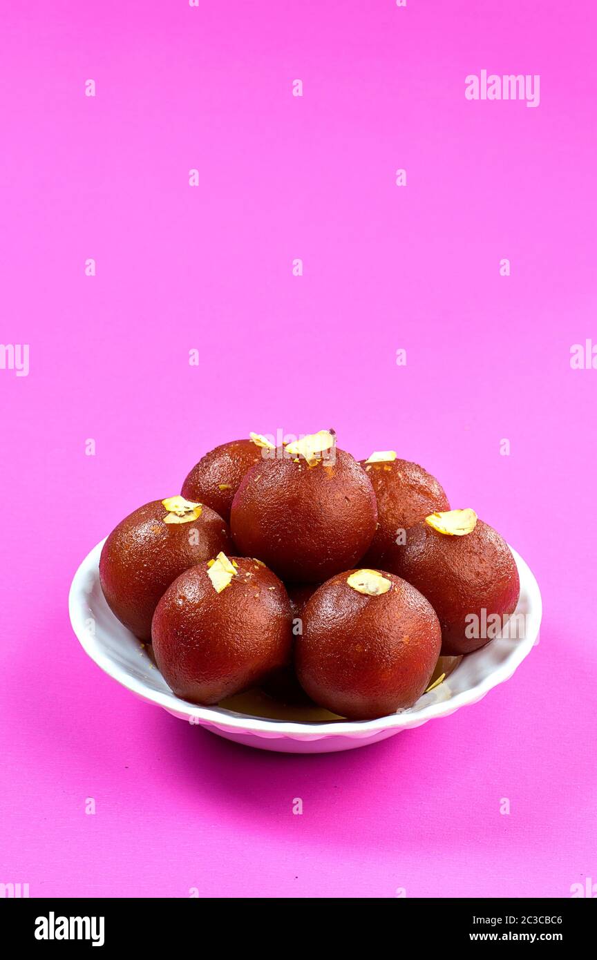 Indian Dessert Gulab Jamun in white bowl Stock Photo Alamy