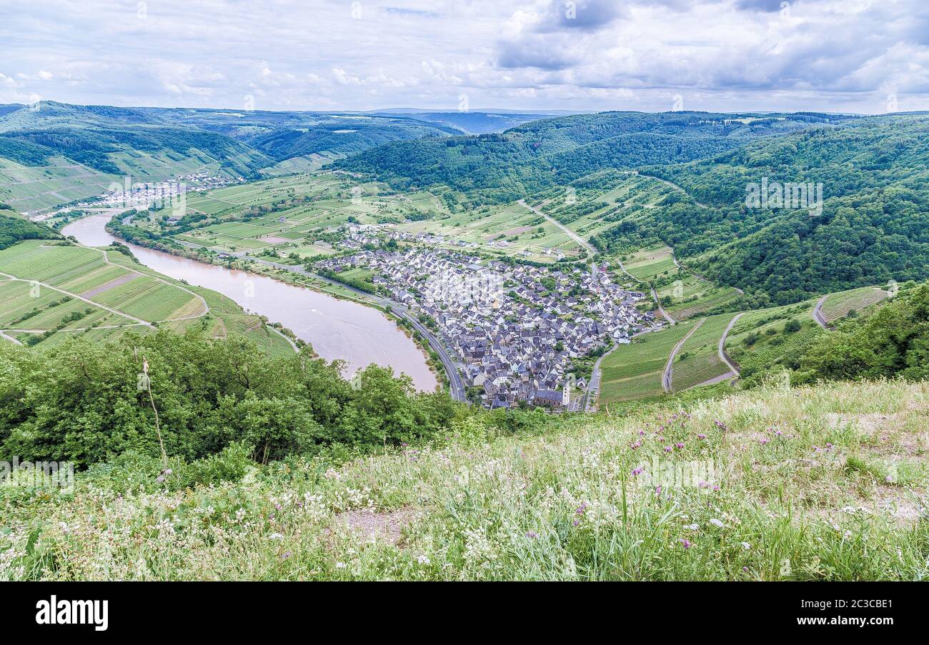 Calmont via ferrata at Bremm Panorama Germany. Stock Photo