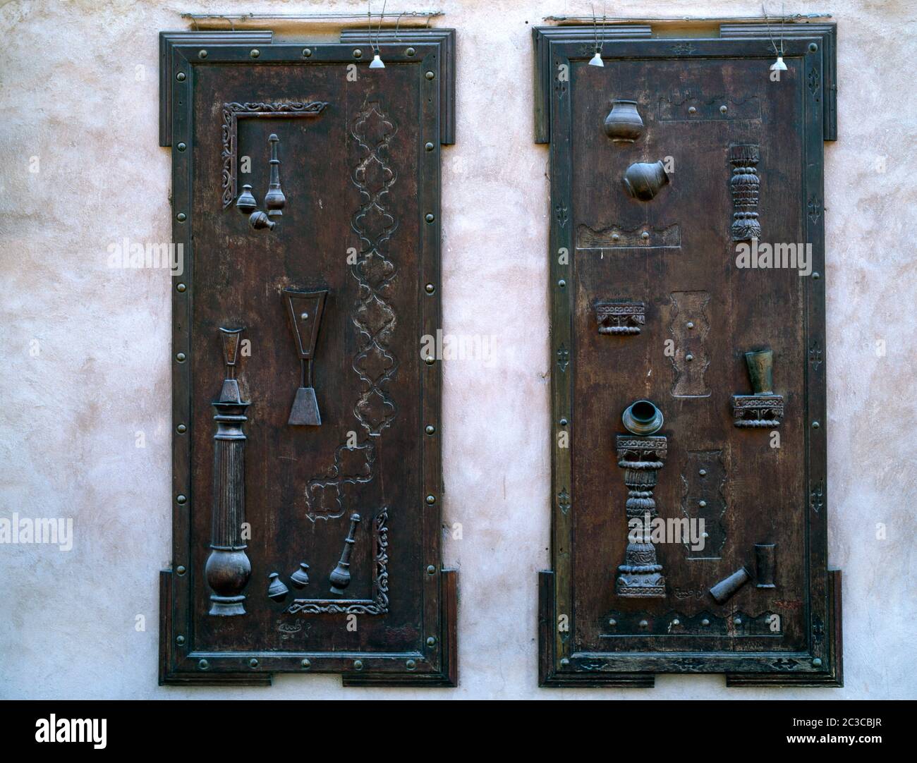 Dubai UAE Heritage Village Old Carved Wooden Doors Stock Photo Alamy