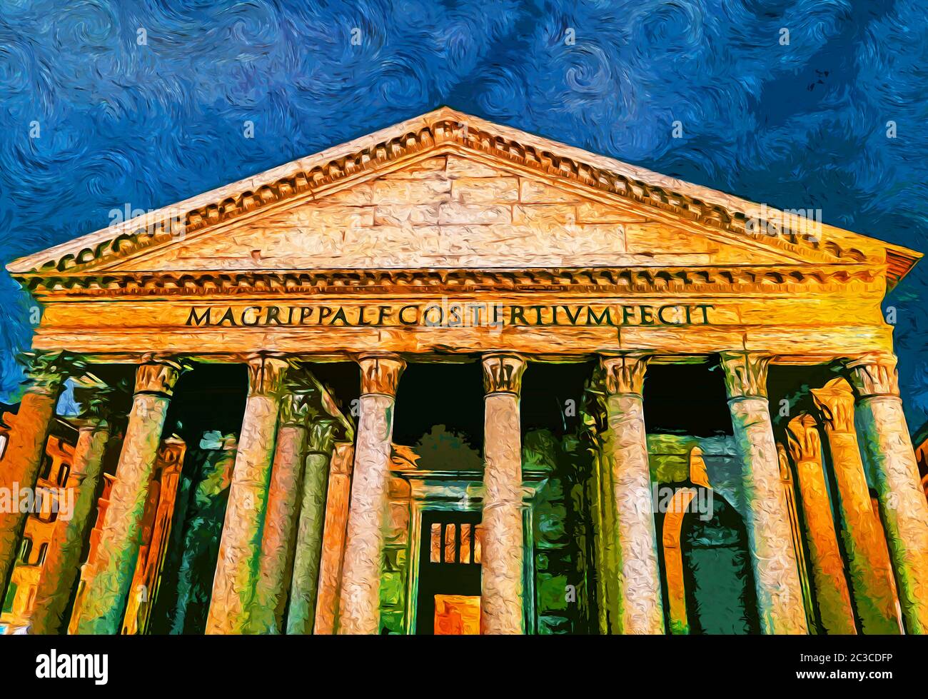 The Roman Pantheon is the most preserved and influential building of ancient Rome. It is a Roman temple dedicated to all the gods of pagan Rome Stock Photo