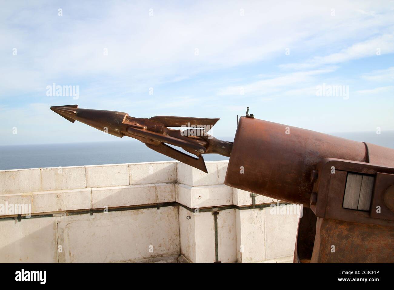 Close-up of a whalers rusty harpoon cannon Stock Photo