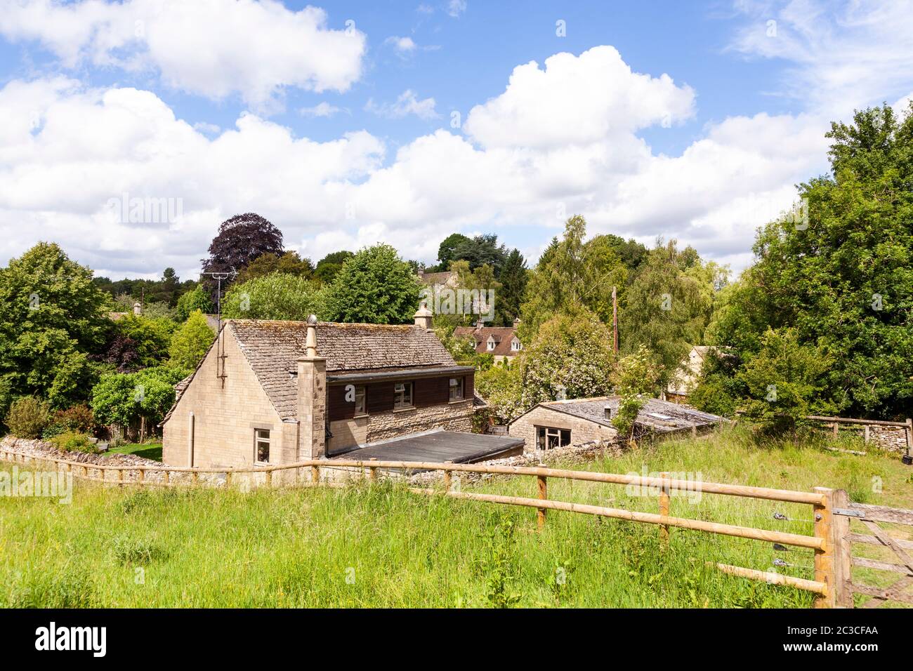 The Cotswold village of Duntisbourne Rouse, Gloucestershire UK Stock Photo
