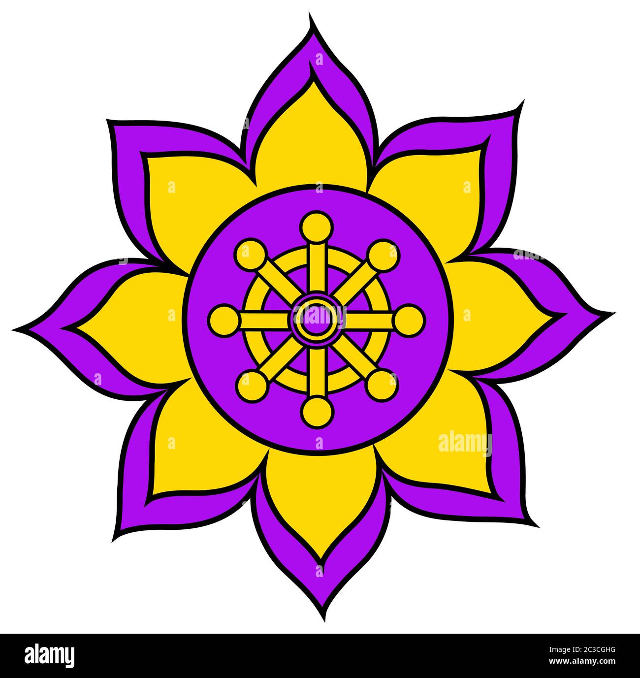 chakra buddhism wheel of dharma purple illustration flower Stock Photo