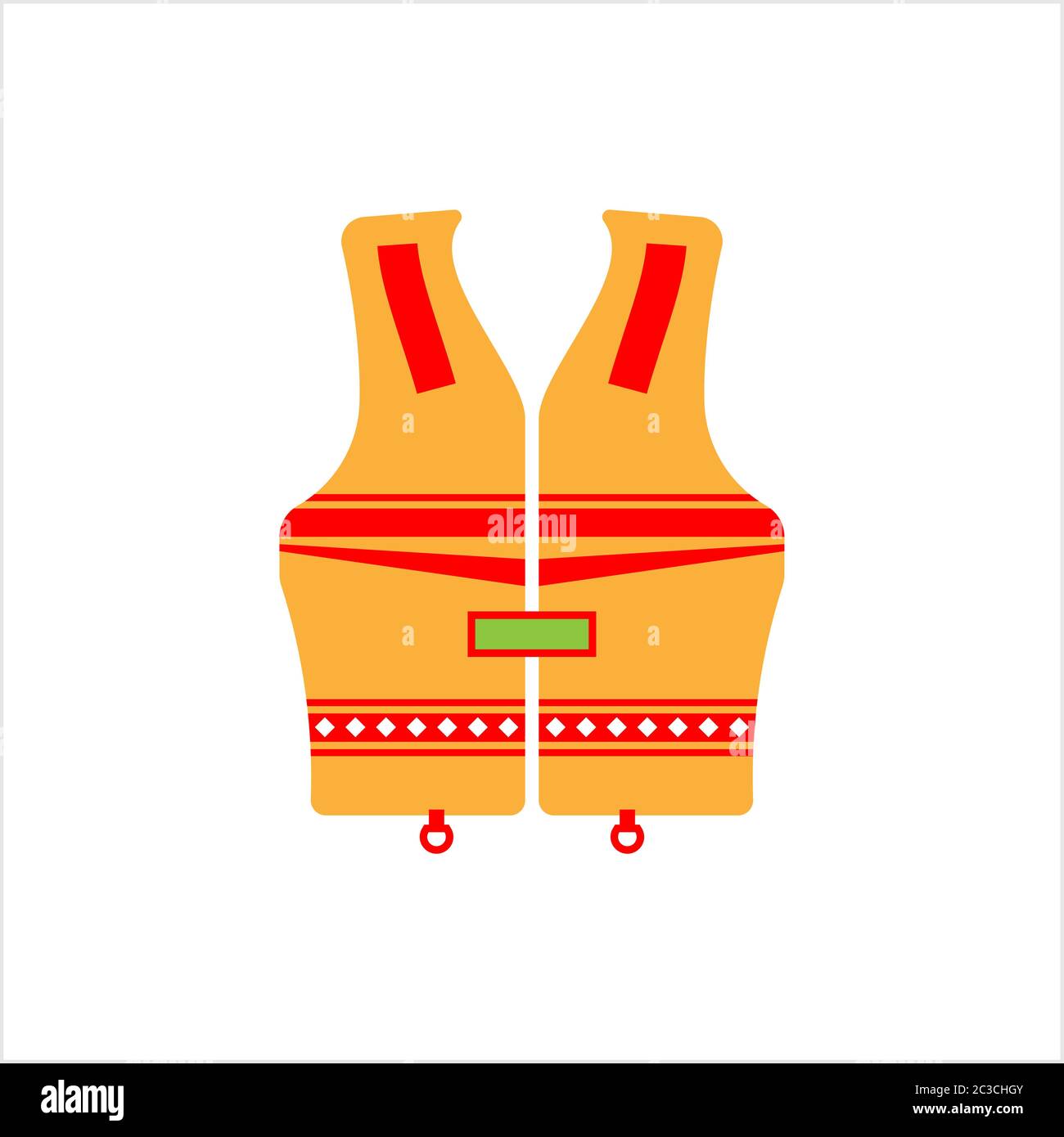 Life Vest Icon, Life Saving Jacket Vector Art Illustration Stock Vector