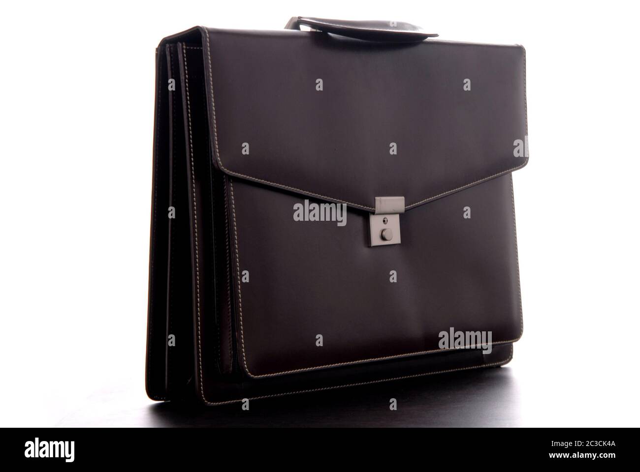 Brown leather business suitcase, isolated on white Stock Photo Alamy