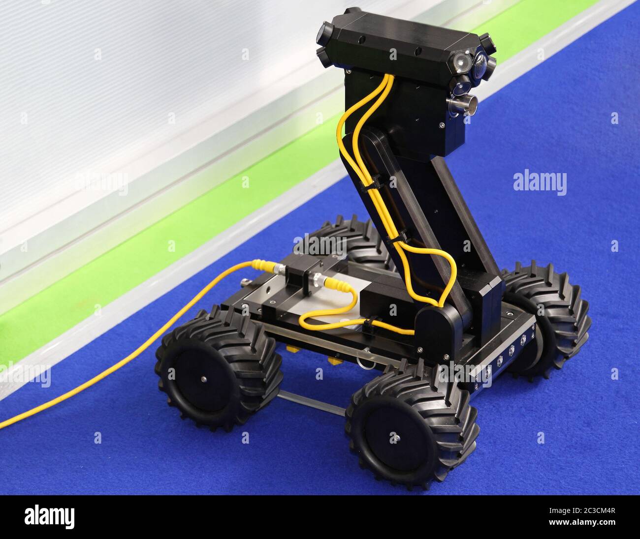 Remote controlled robot vehicle with camera and LED lights Stock Photo