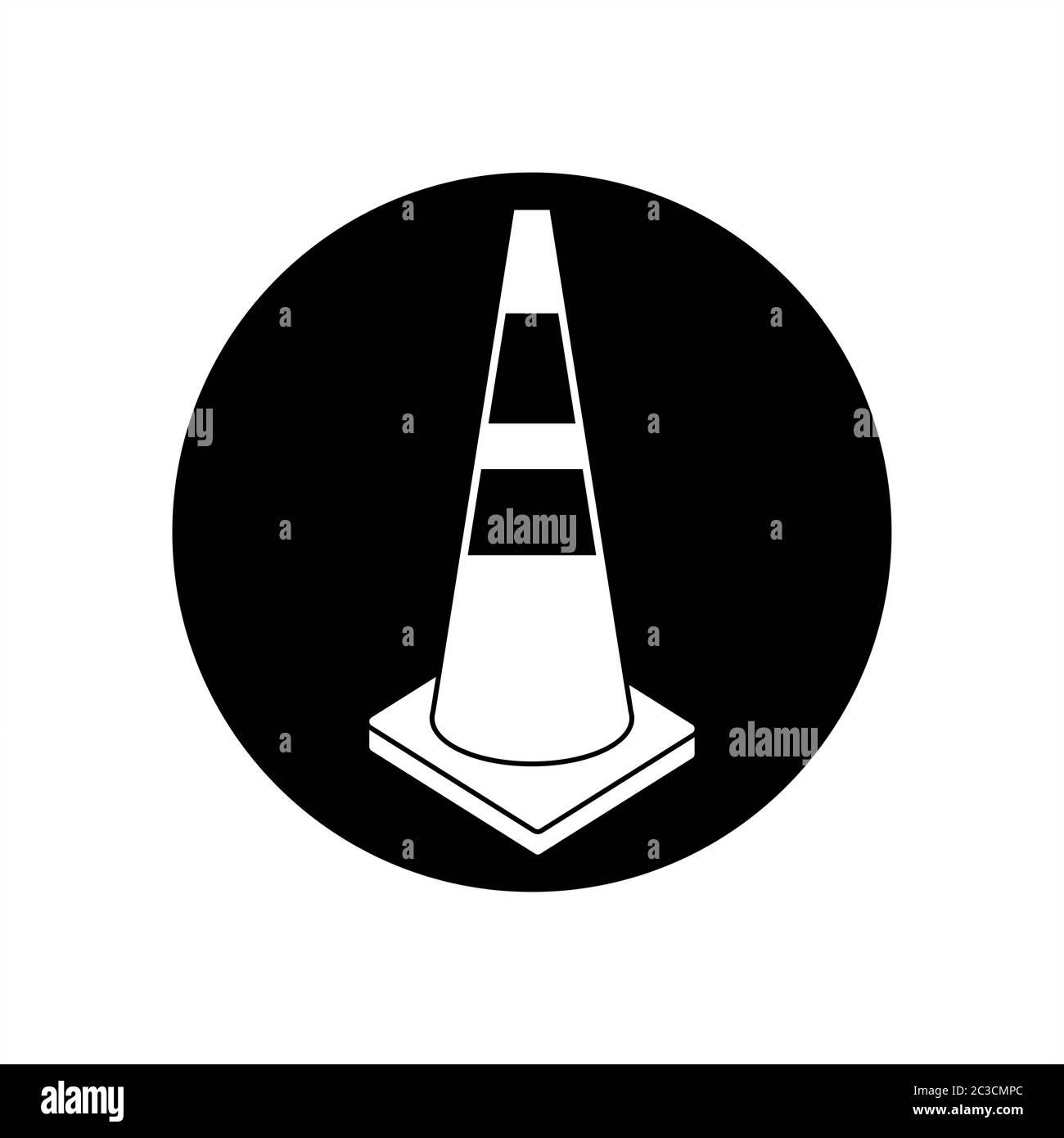 Cone Construction Barrier Icon, Traffic Cone Vector Art Illustration ...