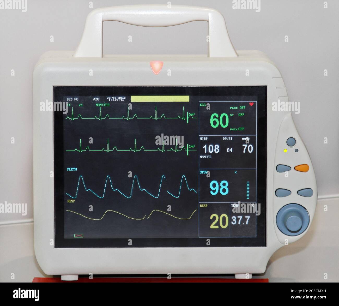 Heart rate monitor unit with diagram results Stock Photo