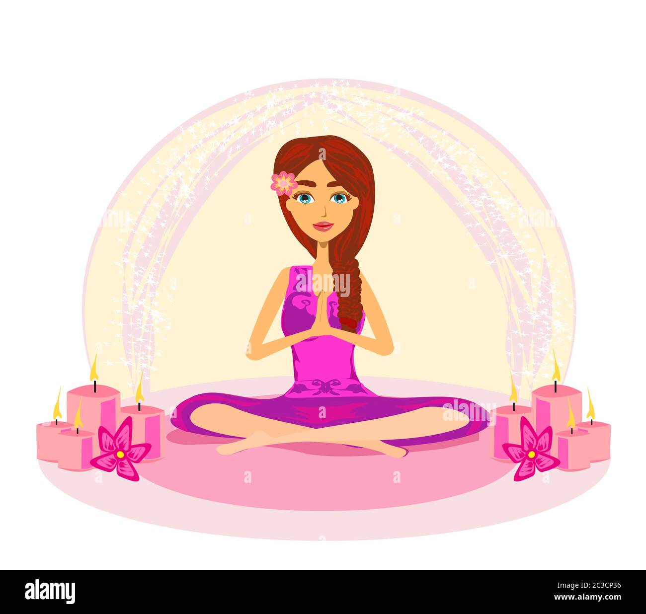girl meditates in the Lotus position Stock Photo - Alamy