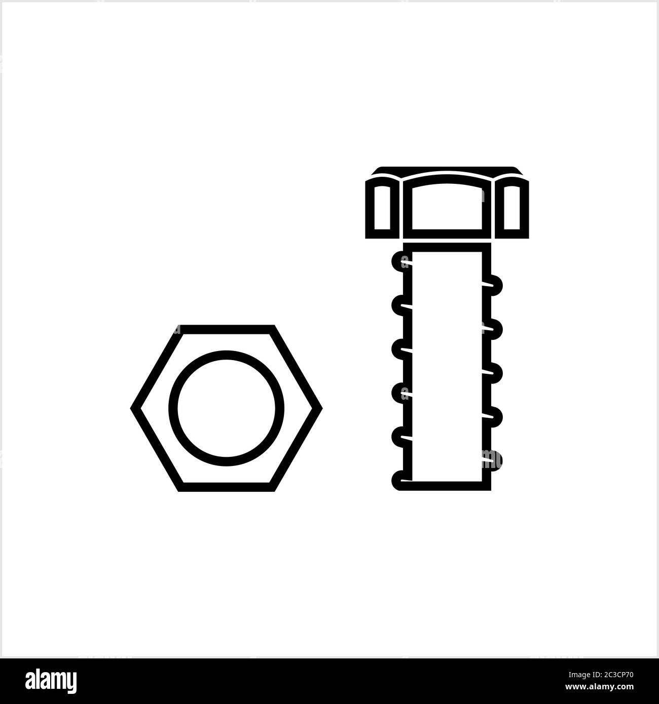 Nut And Bolt Icon, Hex Nut Vector Art Illustration Stock Vector Image