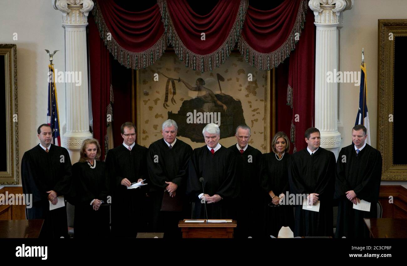 Austin Texas USA, November 11 2013: Texas Gov. Rick Perry speaks during the investiture ceremony in the Texas House of Representatives chamber for new Texas Supreme Court Chief Justice Nathan Hecht and Justice Jeff Brown. ©Marjorie Kamys Cotera/Daemmrich Stock Photo