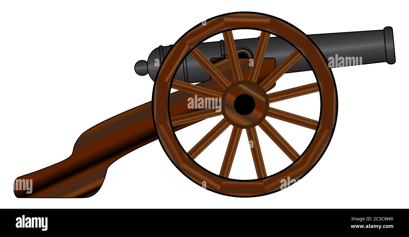 Typical American civil war cannon gun isolated on a white background Stock Photo