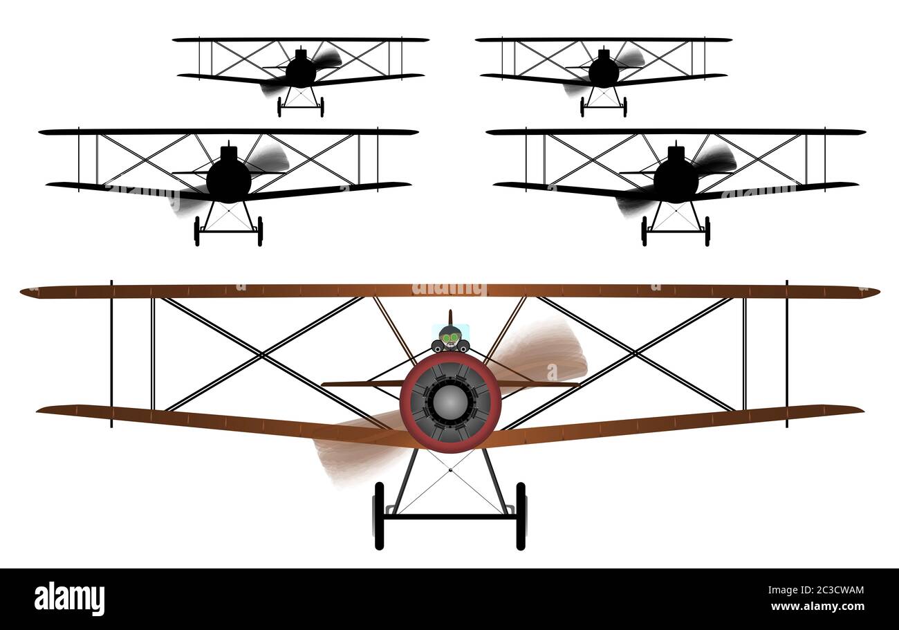 A WWI RFC fighter planes in formation Stock Photo
