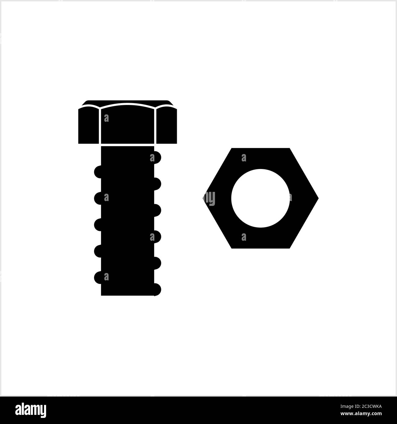 Nut And Bolt Icon, Hex Nut Vector Art Illustration Stock Vector Image