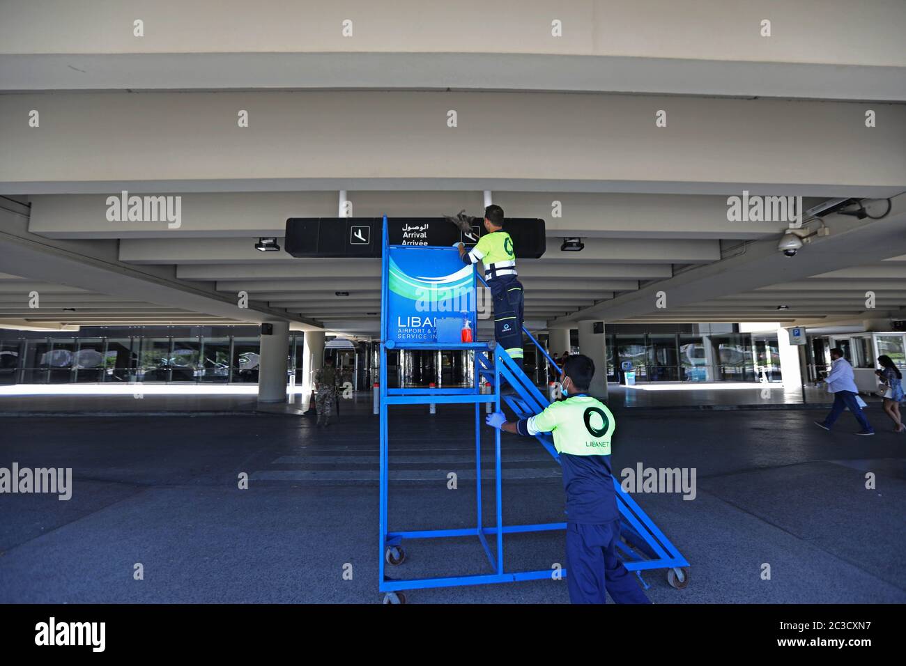 Beirut, Lebanon. 19th June, 2020. Staff members prepares at Beirut Rafic Hariri International Airport in Beirut, Lebanon, June 19, 2020. The airport is expected to reopen on July 1. Credit: Bilal Jawich/Xinhua/Alamy Live News Stock Photo