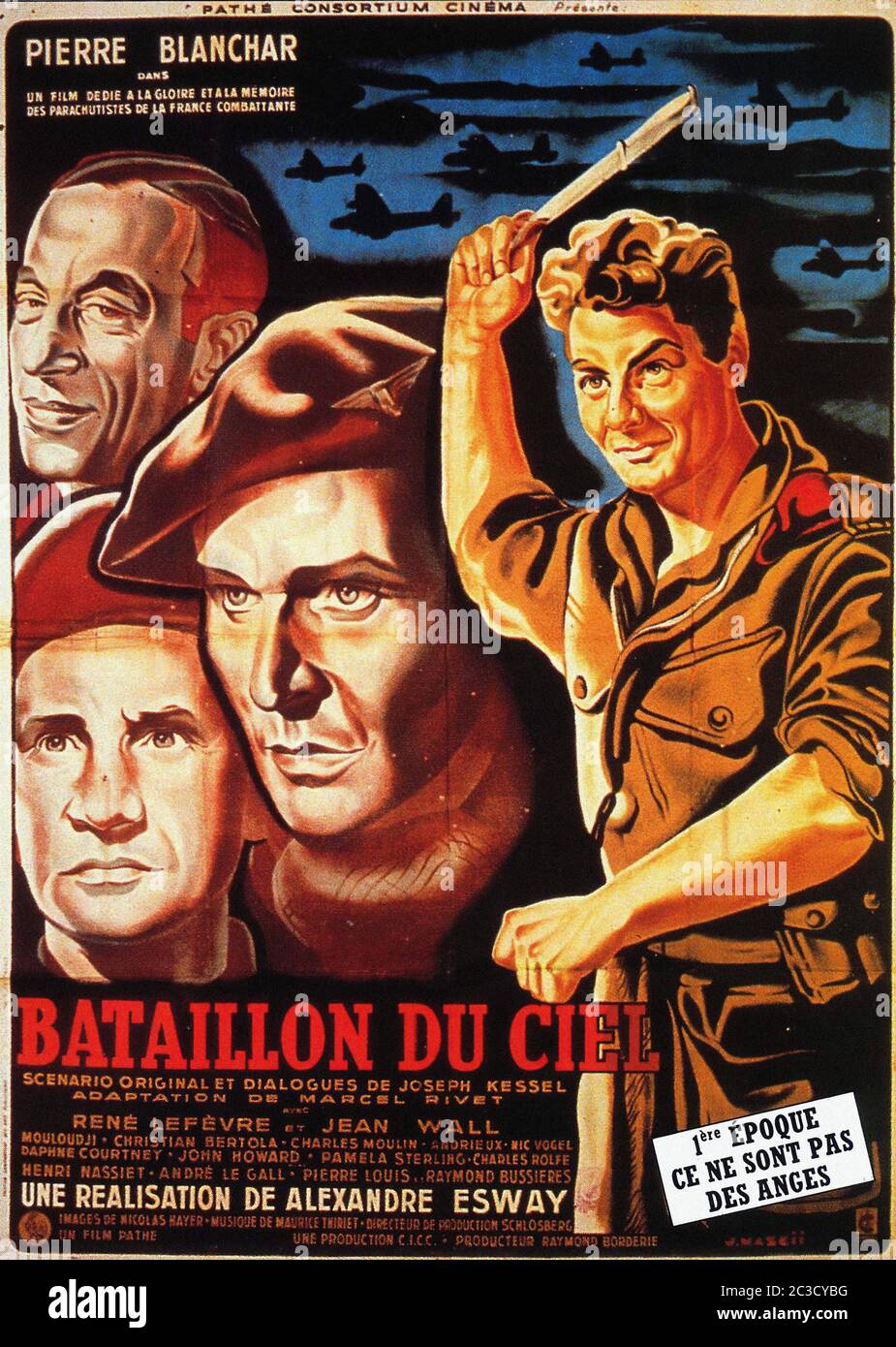 Bataillon Du Ciel - French Vintage Movie Poster Stock Photo