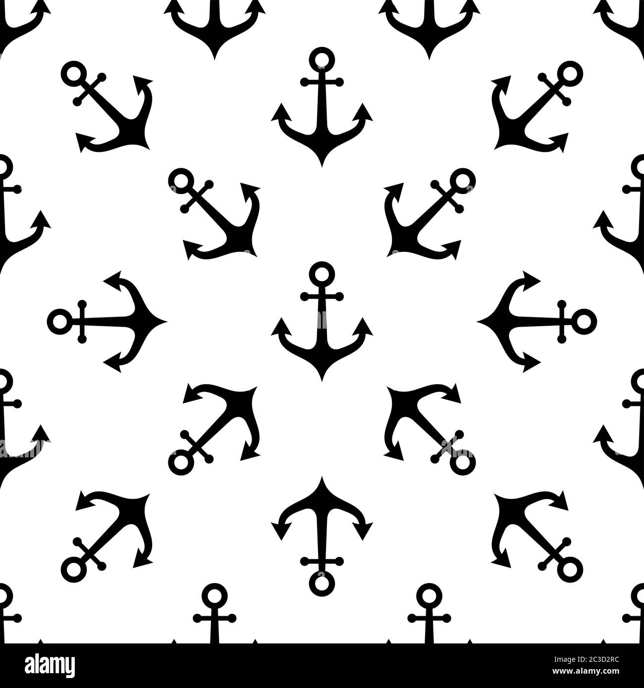 Anchor Icon Seamless Pattern, Flat Vector Art Illustration Stock Vector ...
