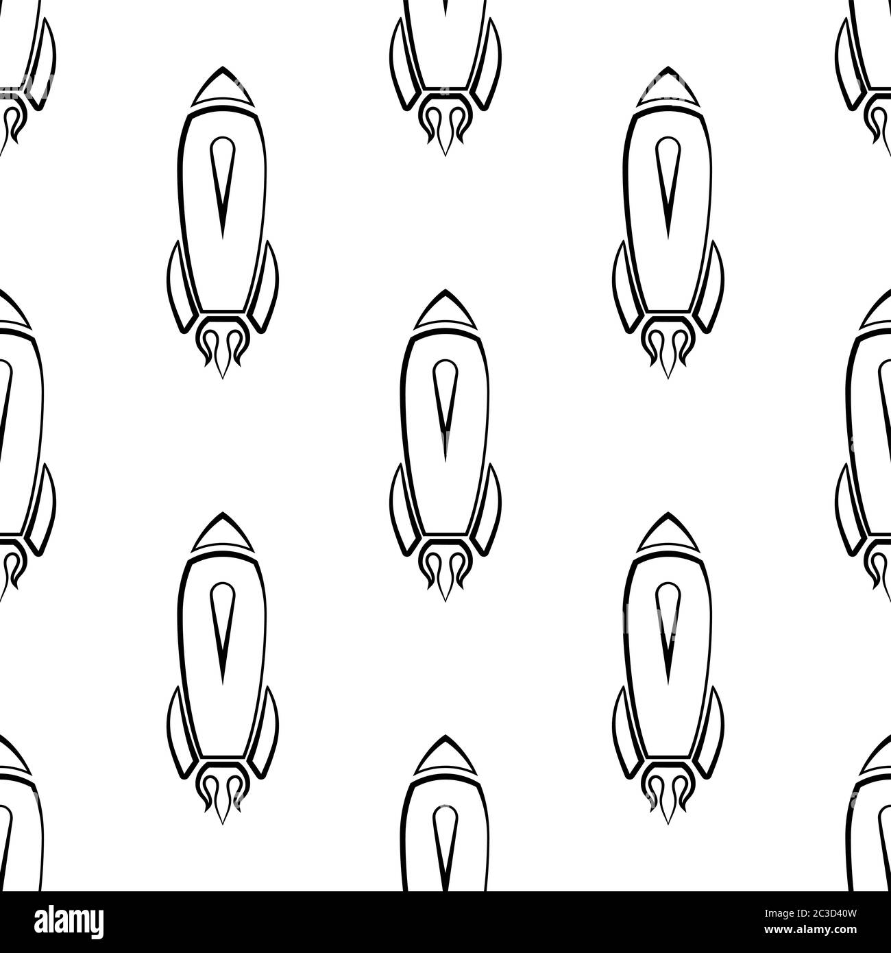 Rocket Icon, Start Up, Seamless Pattern Vector Art Illustration Stock Vector