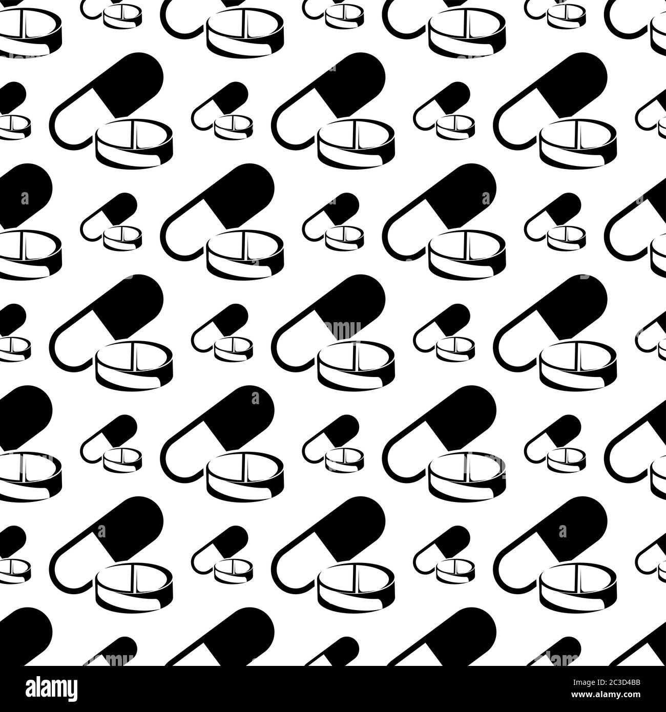Seamless Pattern Of Capsule Pills Vector Art Illustration Stock Vector ...