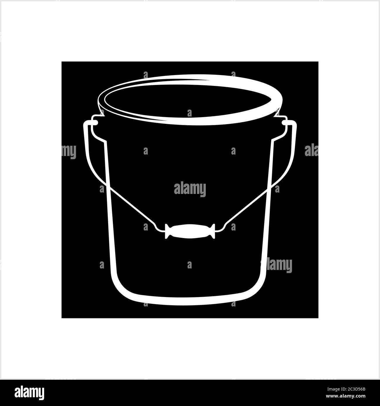 Bucket Icon, Water Bucket Icon Vector Art Illustration Stock Vector