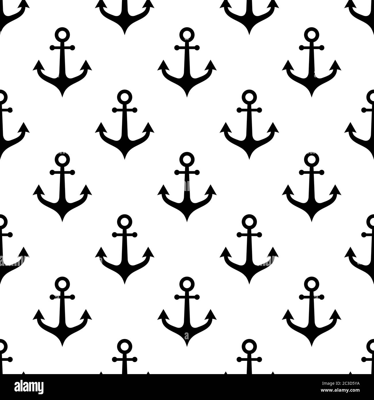 Anchor Icon Seamless Pattern, Flat Vector Art Illustration Stock Vector ...
