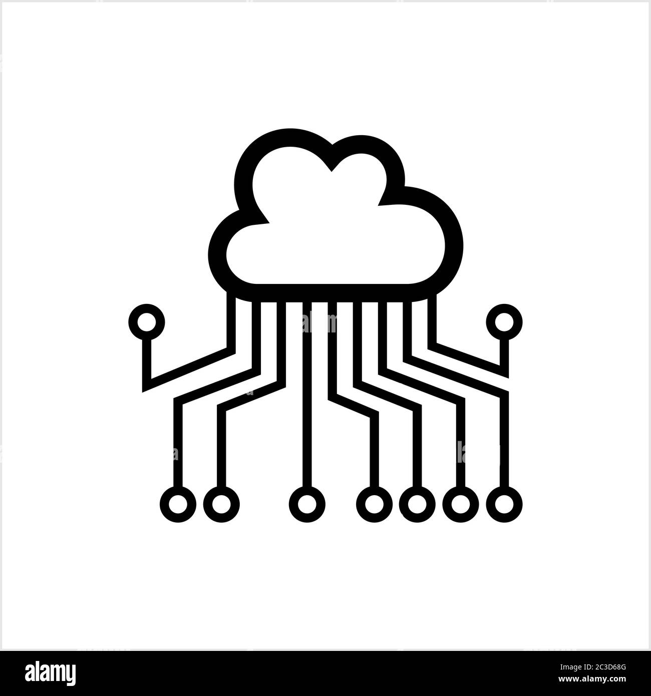Cloud Network, Cloud Computing Concept Vector Art Illustration Stock