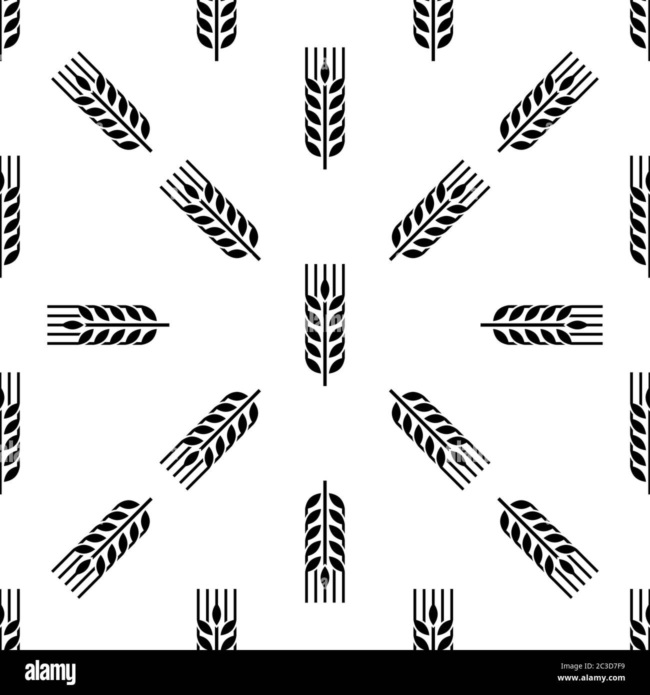 Wheat Ear Spica Icon Seamless Pattern Vector Art Illustration Stock Vector