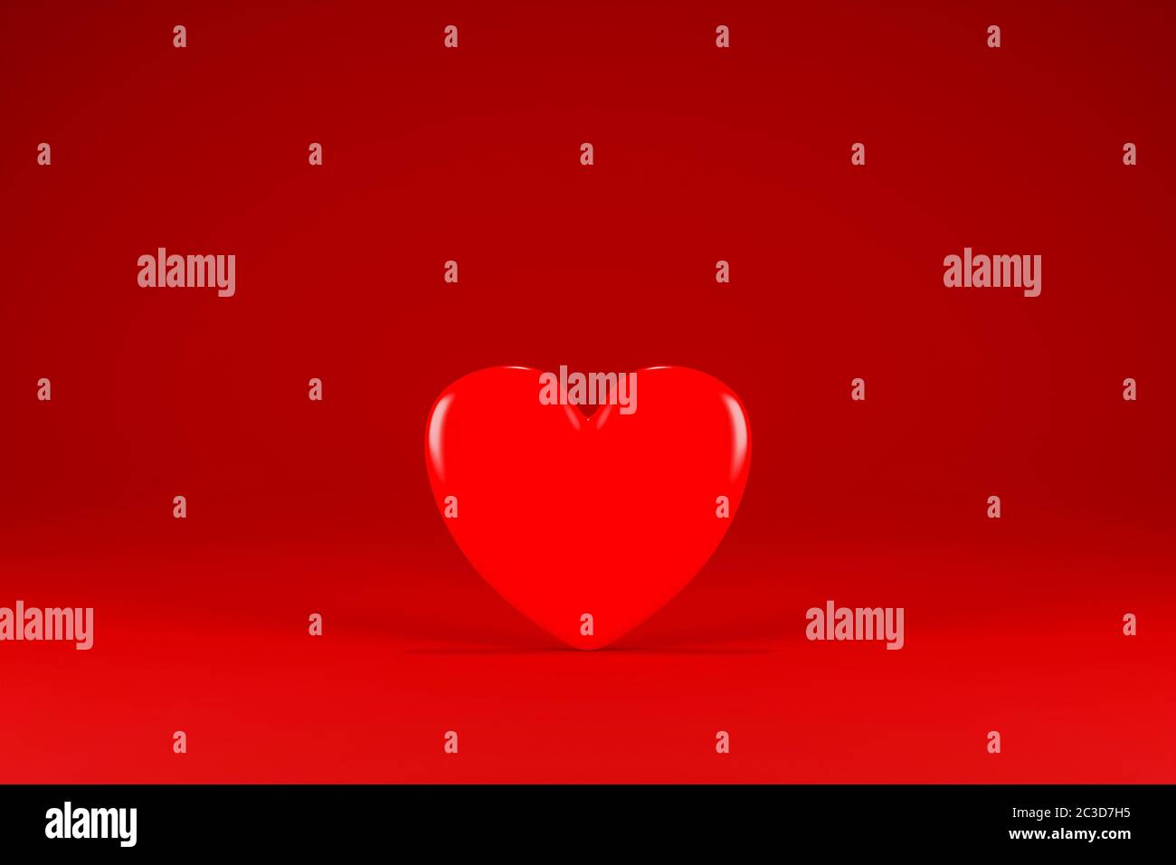 Valentines Day Love Heart on a Red background. 3D Illustration Stock ...