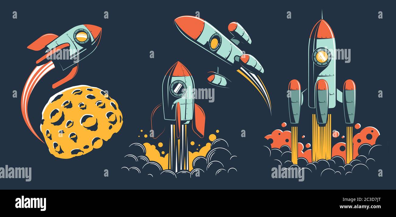 Space rocket of various designs flies in space Stock Vector Image & Art ...