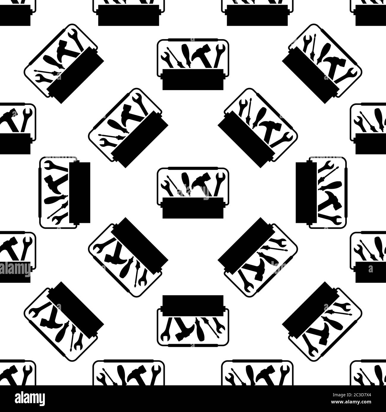 Toolbox Icon Seamless Pattern, Tool Box Icon Vector Art Illustration Stock Vector