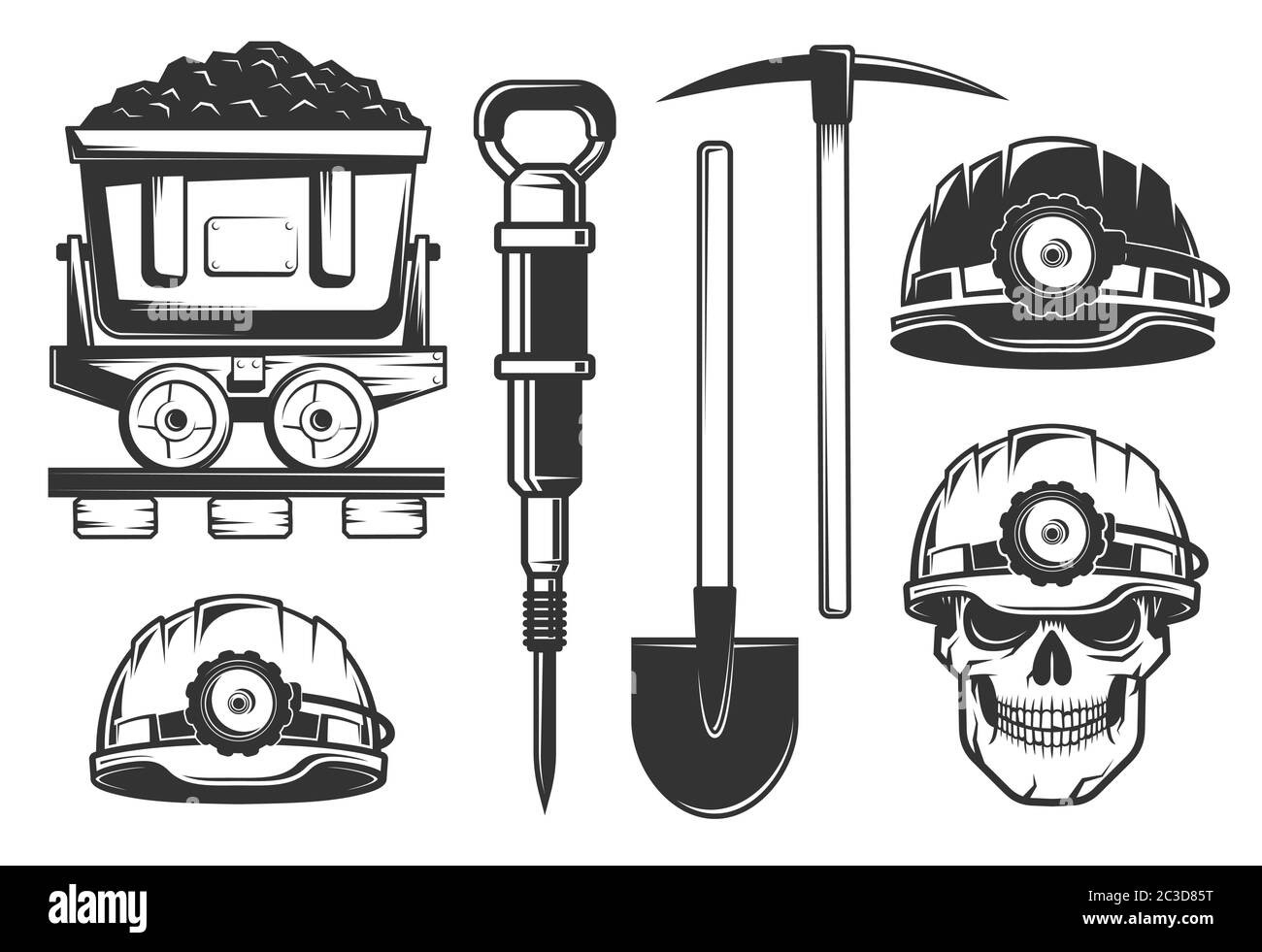 Miner equipment in retro style Stock Vector