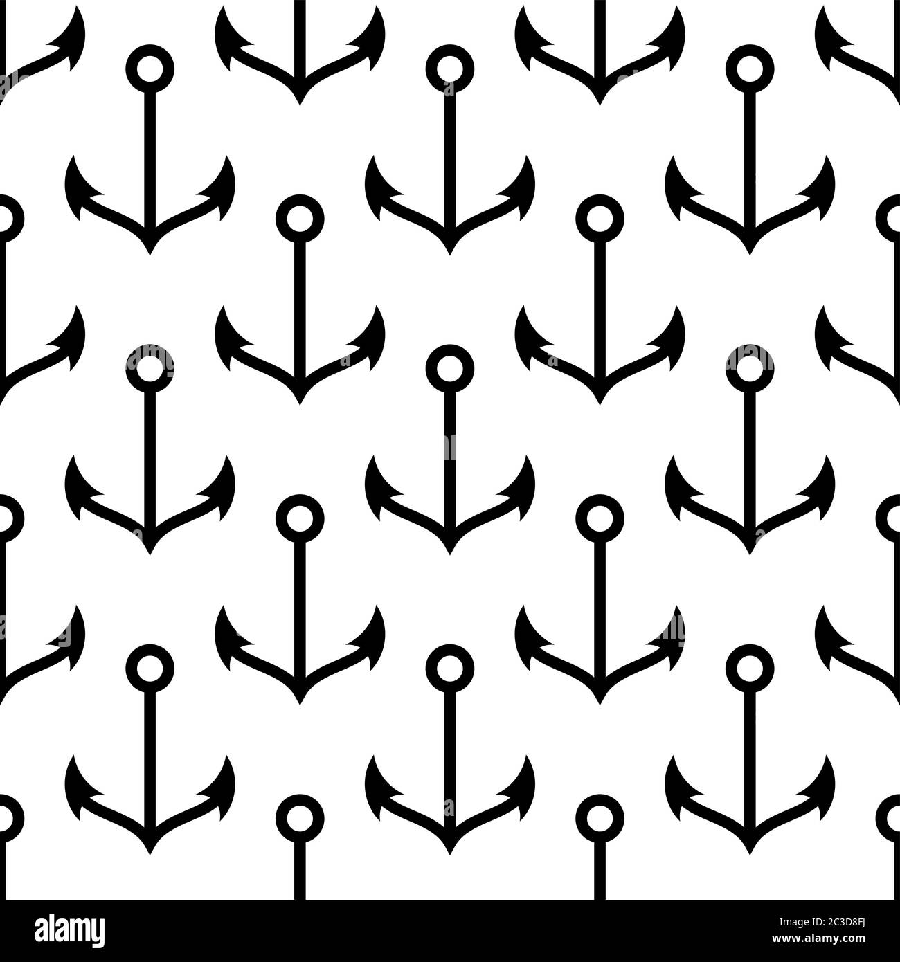 Anchor Icon Seamless Pattern, Flat Vector Art Illustration Stock Vector ...