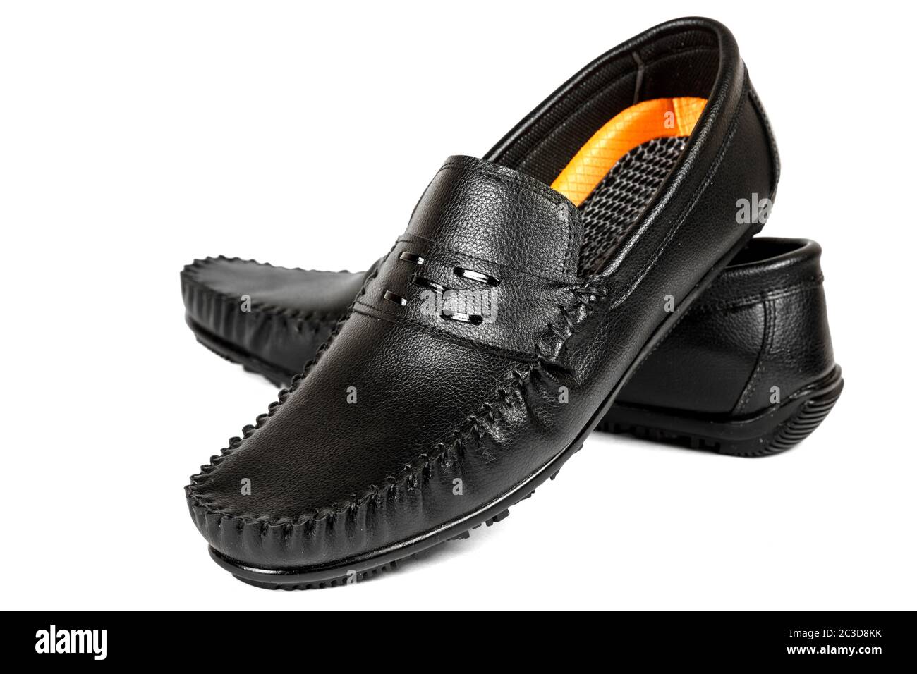 black leather shoes on a white isolated background Stock Photo - Alamy