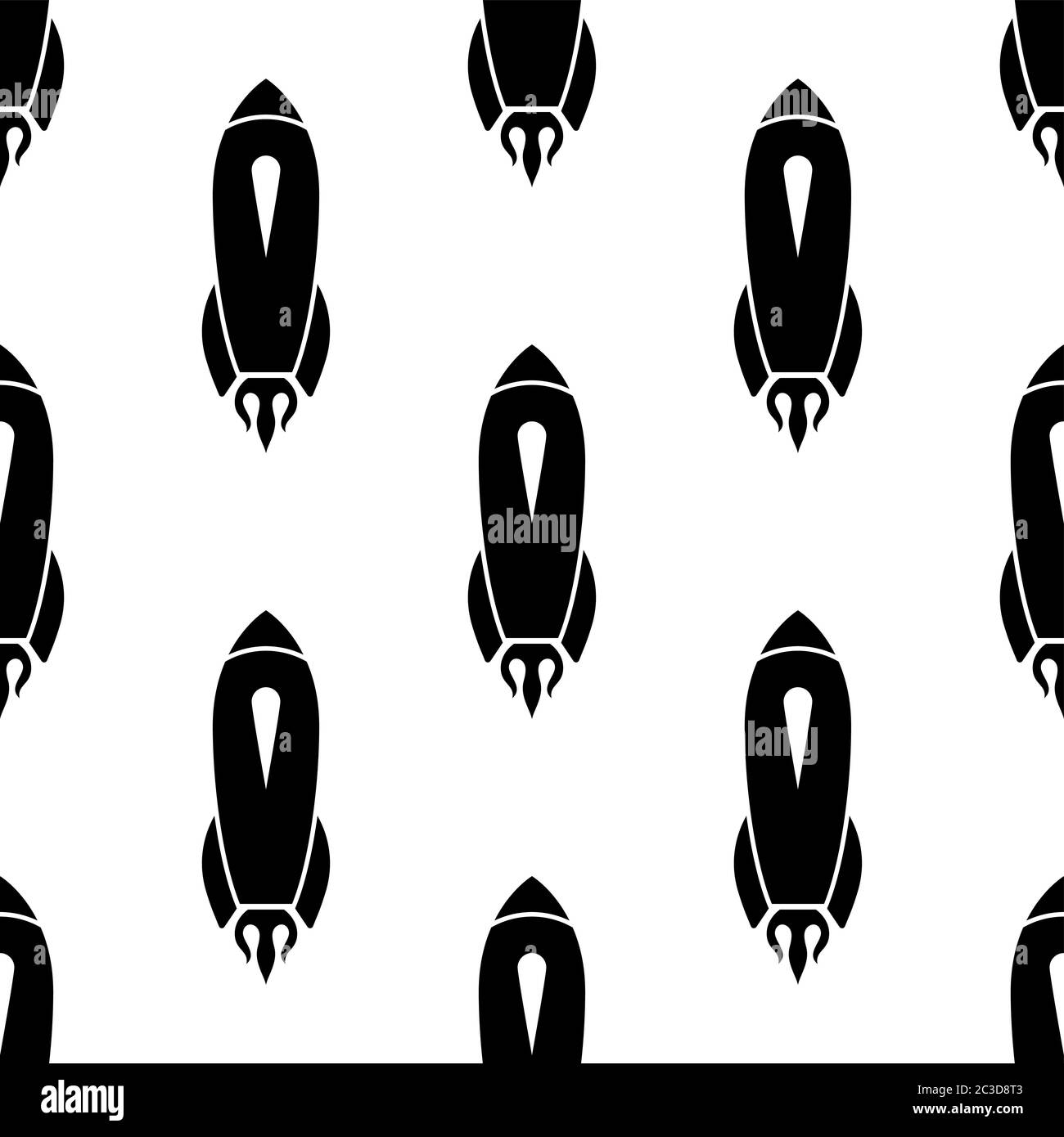 Rocket Icon, Start Up, Seamless Pattern Vector Art Illustration Stock Vector