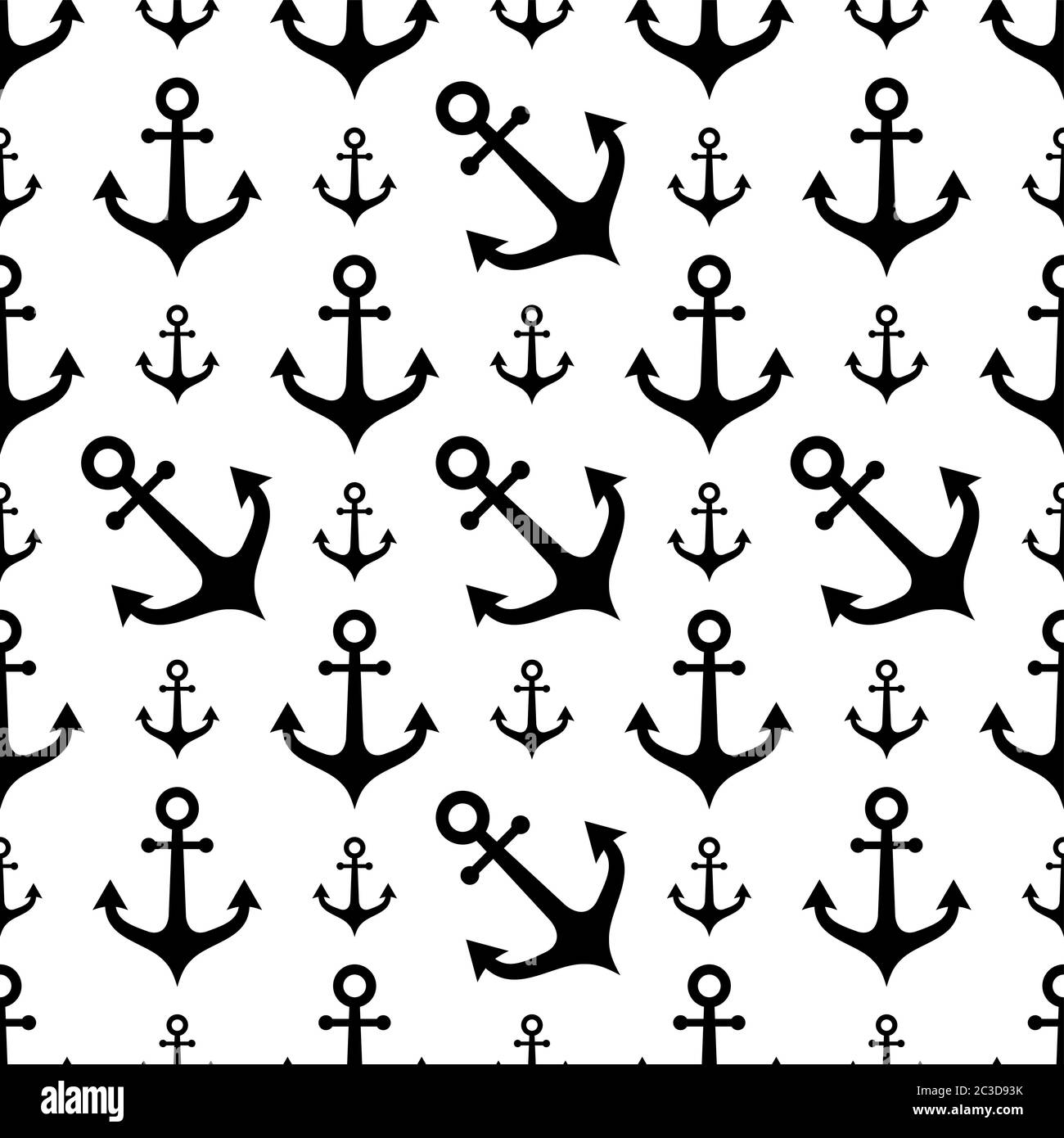 Anchor Icon Seamless Pattern, Flat Vector Art Illustration Stock Vector ...