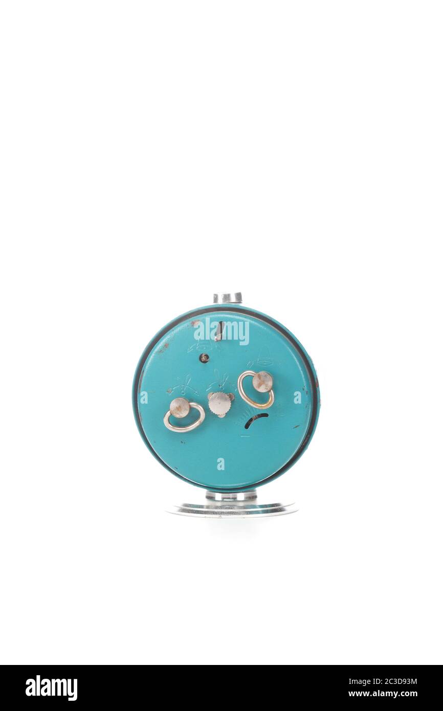 vintage clock with alarm isolated on white background Stock Photo - Alamy
