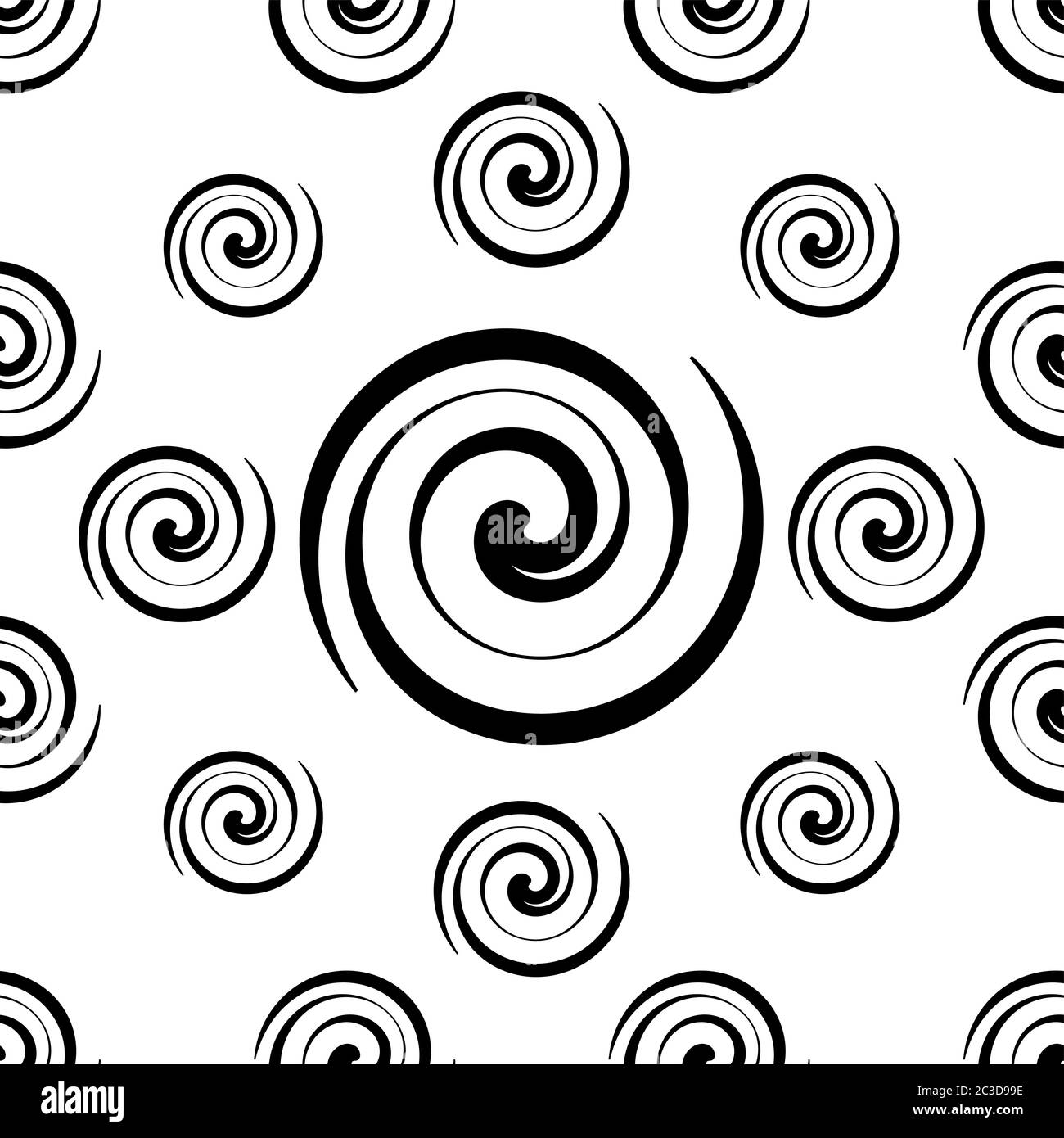 Monochrome spiral lines seamless pattern Vector Image